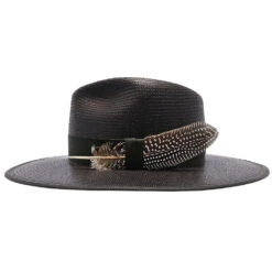 Tri-City - Stetson Shantung Straw Fedora Hat 30 Tri-City - Stetson Shantung Straw Fedora Hat -Bailey Store h tstctyb blk 3a