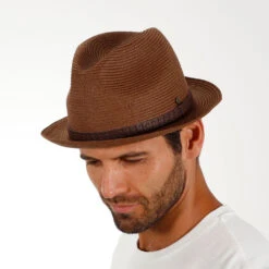 Driftwood - Walrus Hats Brown Paper Braid Straw Fedora Hat -Bailey Store h4006 brn 1
