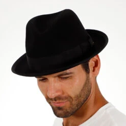 Layover - Walrus Hats Center Dent Wool Felt Fedora Hat -Bailey Store h7023 blk 1