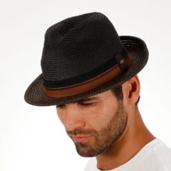 The City - Scala Black Paper Braid Fedora Hat -Bailey Store hms377 blk 3