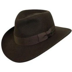 Cross Country - Authentic Brown Wool Felt Crushable Indiana Jones Outback Hat - IJ557