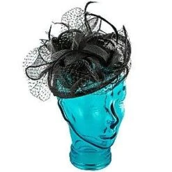 Jeanne Simmons Feather Taupe Sinamay Fascinator Hat