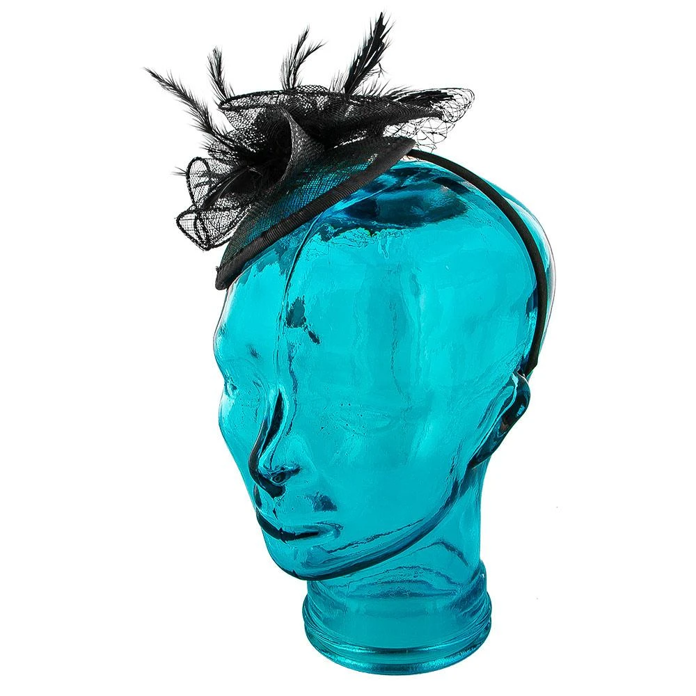 Jeanne Simmons Rose Black Sinamay Fascinator Hat 2 Jeanne Simmons Rose Black Sinamay Fascinator Hat - Image 2