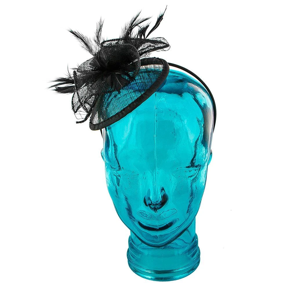 Jeanne Simmons Rose Black Sinamay Fascinator Hat 3 Jeanne Simmons Rose Black Sinamay Fascinator Hat - Image 3