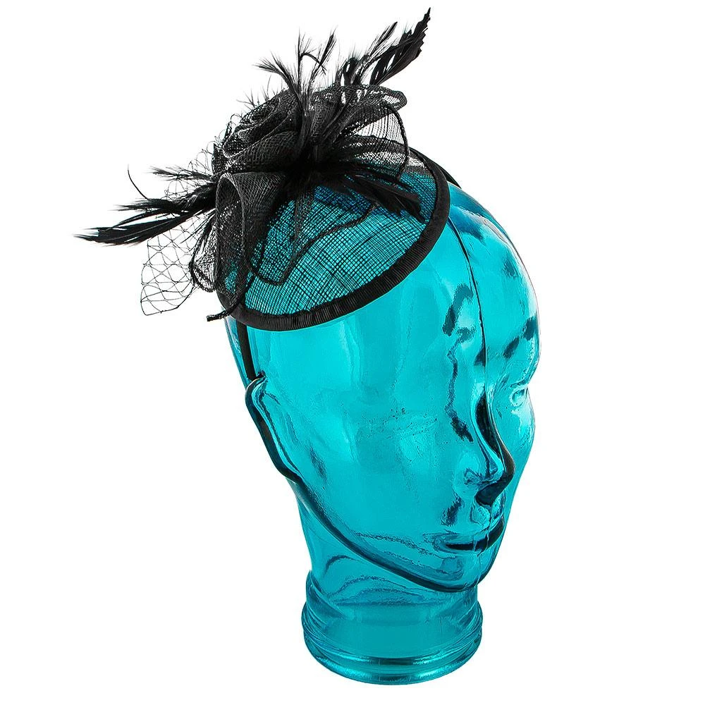 Jeanne Simmons Rose Black Sinamay Fascinator Hat 4 Jeanne Simmons Rose Black Sinamay Fascinator Hat - Image 4