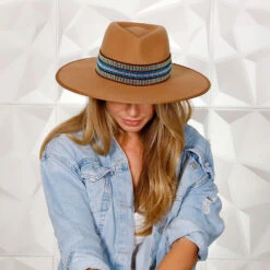 Walrus Hats Castle Brown W/ Festival Bands Wool Fedora Hat -Bailey Store mg 9069