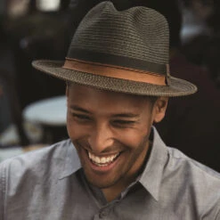 The City - Scala Black Paper Braid Fedora Hat -Bailey Store ms377 m01