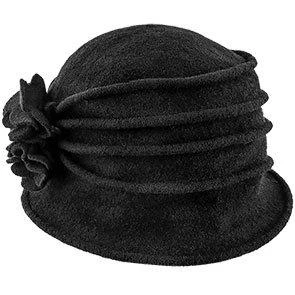 Charlotte - Scala LW497 Taupe Knit Wool Cloche Hat W/ Side Flower 1 Charlotte - Scala LW497 Taupe Knit Wool Cloche Hat W/ Side Flower