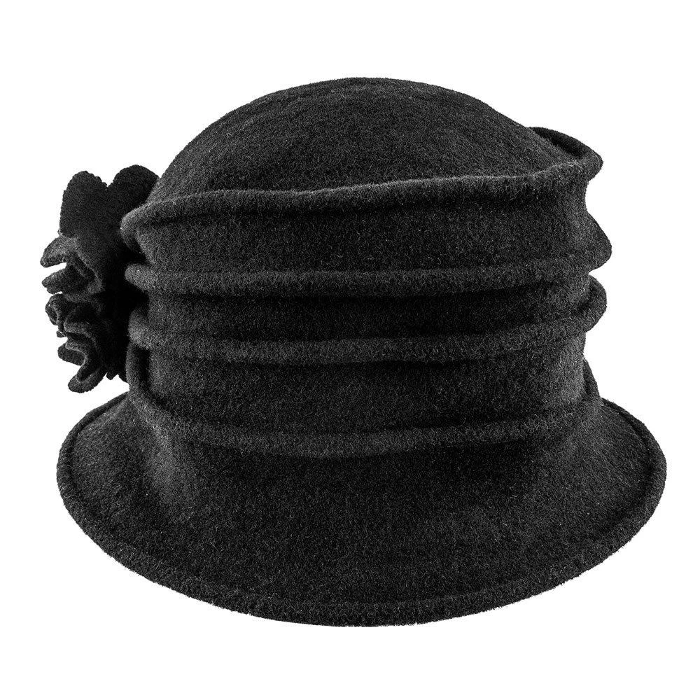 Charlotte - Scala LW497 Taupe Knit Wool Cloche Hat W/ Side Flower 2 Charlotte - Scala LW497 Taupe Knit Wool Cloche Hat W/ Side Flower - Image 2