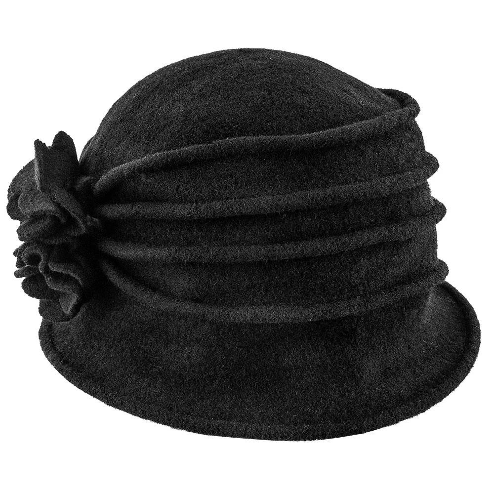 Charlotte - Scala LW497 Taupe Knit Wool Cloche Hat W/ Side Flower 7 Charlotte - Scala LW497 Taupe Knit Wool Cloche Hat W/ Side Flower - Image 7