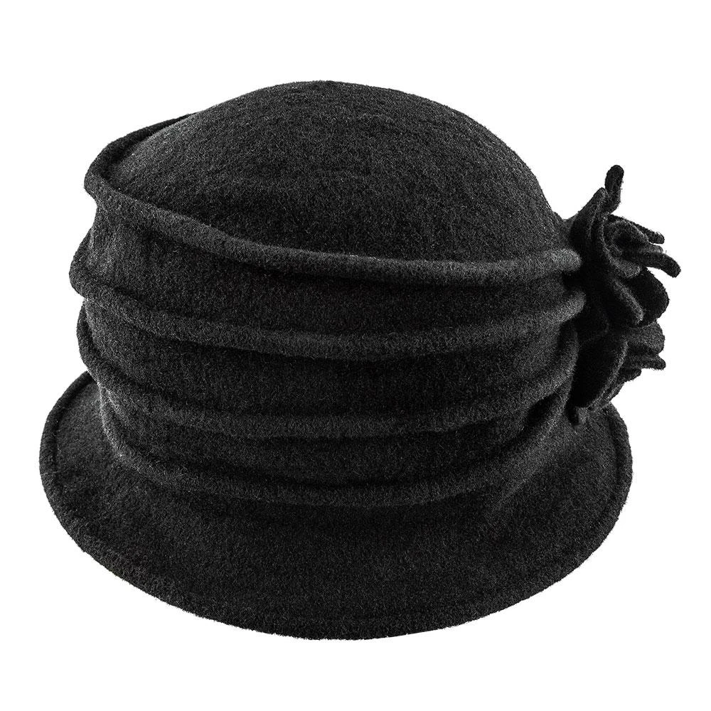 Charlotte - Scala LW497 Taupe Knit Wool Cloche Hat W/ Side Flower 11 Charlotte - Scala LW497 Taupe Knit Wool Cloche Hat W/ Side Flower - Image 11