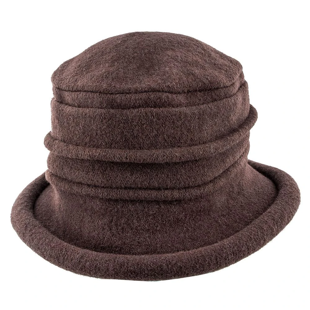 Genevra - Scala LW399 Walnut Crushable Boiled Wool Cloche Hat 7 Genevra - Scala LW399 Walnut Crushable Boiled Wool Cloche Hat - Image 7