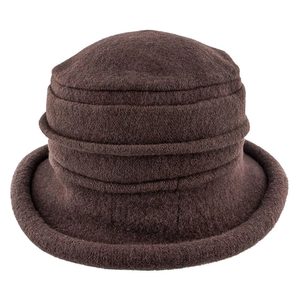 Genevra - Scala LW399 Walnut Crushable Boiled Wool Cloche Hat 9 Genevra - Scala LW399 Walnut Crushable Boiled Wool Cloche Hat - Image 9