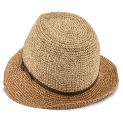 Manu - Scala LR687 Tea Crocheted Raffia Straw Fedora Hat -Bailey Store scala fedora manu scala lr687 tea crocheted raffia straw fedora hat hat 16712324284556