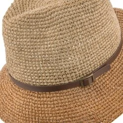 Manu - Scala LR687 Tea Crocheted Raffia Straw Fedora Hat -Bailey Store scala fedora manu scala lr687 tea crocheted raffia straw fedora hat hat 16712331067532
