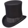 Abe - Scala WF571 Black Wool Felt Top Hat - 8" Tall
