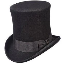 Front Page 91 Abe - Scala WF571 Black Wool Felt Top Hat - 8" Tall