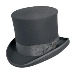 The Topper - Scala WF567 Grey Wool Felt Top Hat - 7" Tall -Bailey Store scala top the topper scala wf567 grey wool felt top hat 7 tall hat 16524344524940