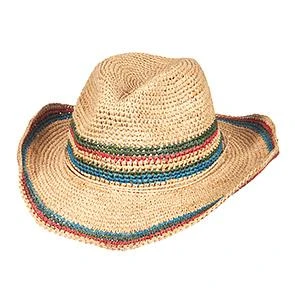 Scala LR679OS Light Colored Crocheted Raffia Straw Western Hat 4 Scala LR679OS Light Colored Crocheted Raffia Straw Western Hat - Image 4