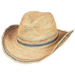Scala LR679OS Light Colored Crocheted Raffia Straw Western Hat