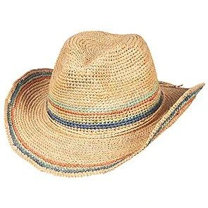 Scala LR679OS Light Colored Crocheted Raffia Straw Western Hat 1 Scala LR679OS Light Colored Crocheted Raffia Straw Western Hat