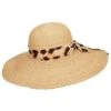Namibia - Scala LR659 Natural Organic Raffia Braid Wide Brim Hat W/ Animal Print Scarf