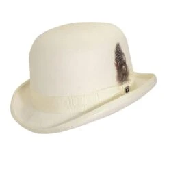Bordeaux - Stacy Adams SAW506 Ivory Wool Felt Derby Hat -Bailey Store stacy adams bowler bordeaux stacy adams saw506 ivory wool felt derby hat hat 16524331090060