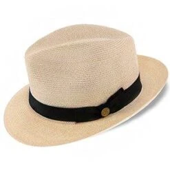 Tate - Stetson Hemp Braid Straw Fedora Hat - TSTATE -Bailey Store stetson fedora natural w black band large tate stetson hemp braid straw fedora hat tstate hat 16556531220620