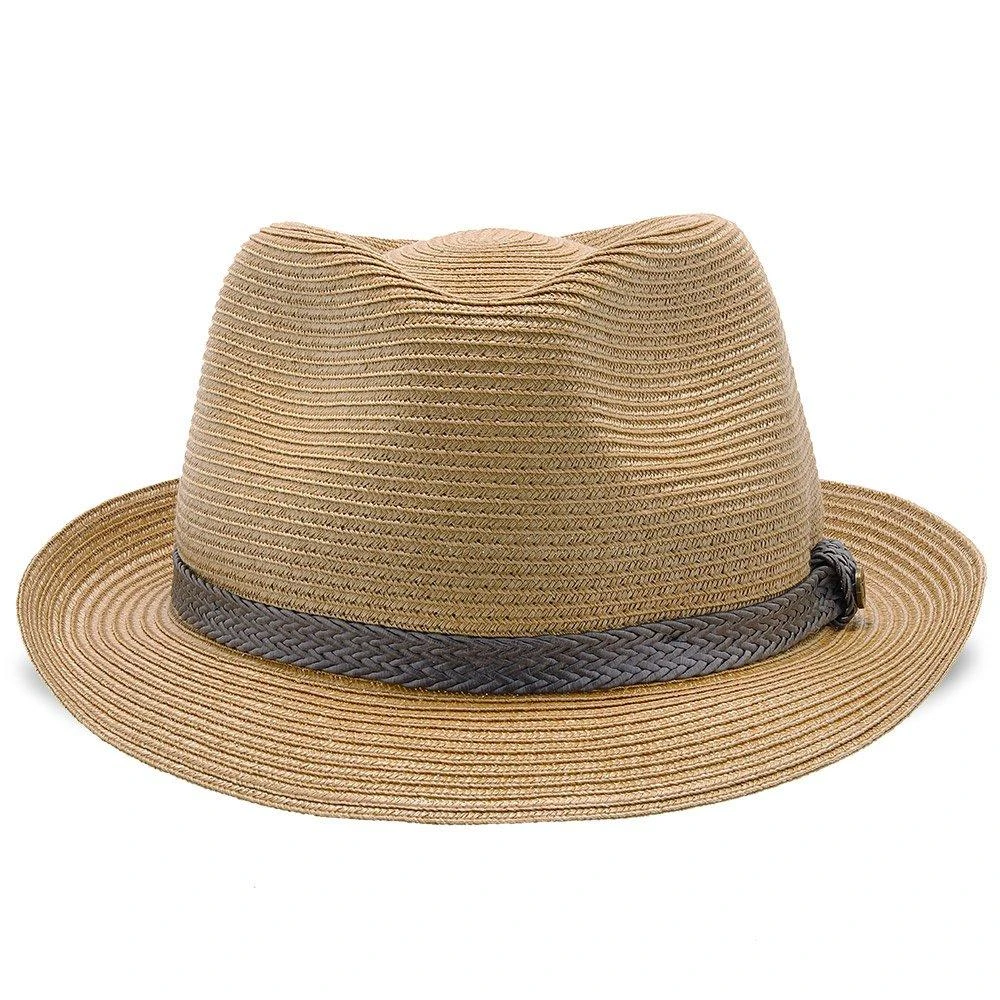 Sandbar - Walrus Hats Paper Braid Straw Fedora Hat W/ Grey Band 3 Sandbar - Walrus Hats Paper Braid Straw Fedora Hat W/ Grey Band - Image 3