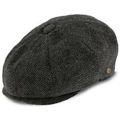 Shelby - Walrus Hats Grey Herringbone Wool Blend 8 Panel Kids Newsboy Cap (Toddler, Boys, Youth)